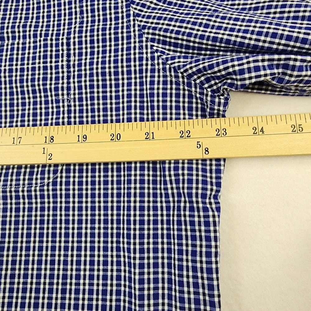 Brooks Brothers Regent Shirt Mens Large Blue Black Plaid Button Down Long Sleeve